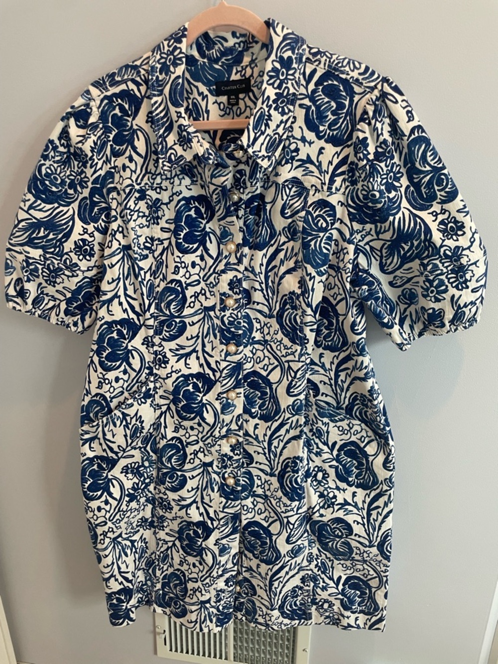 Charter Club Navy and White Floral Midi Dress